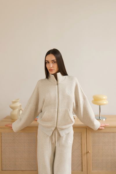 Hoodie with Embroidered Logo beige, XS