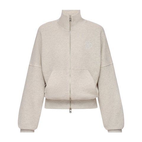 Hoodie with Embroidered Logo beige, XS
