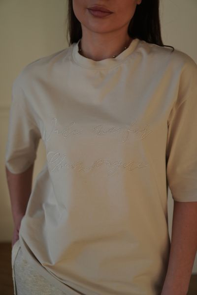 T-shirt WAKE ME FOR CHAMPAGNE beige