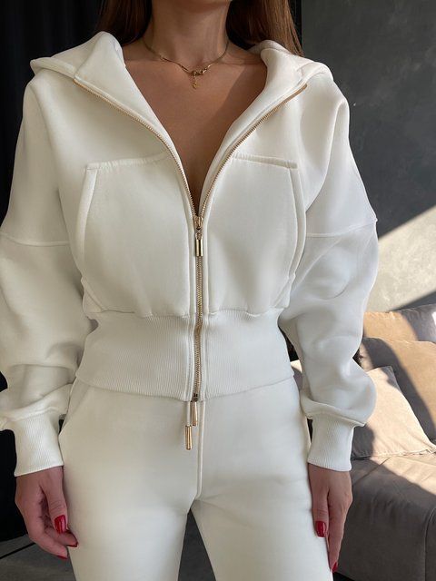 Hoodie insulated ASH ivory, XS